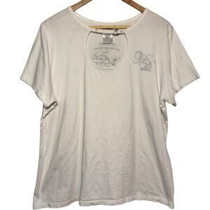 Harley Davidson Plus Size 2X White Key Hole Neck Shirt Orlando HD
